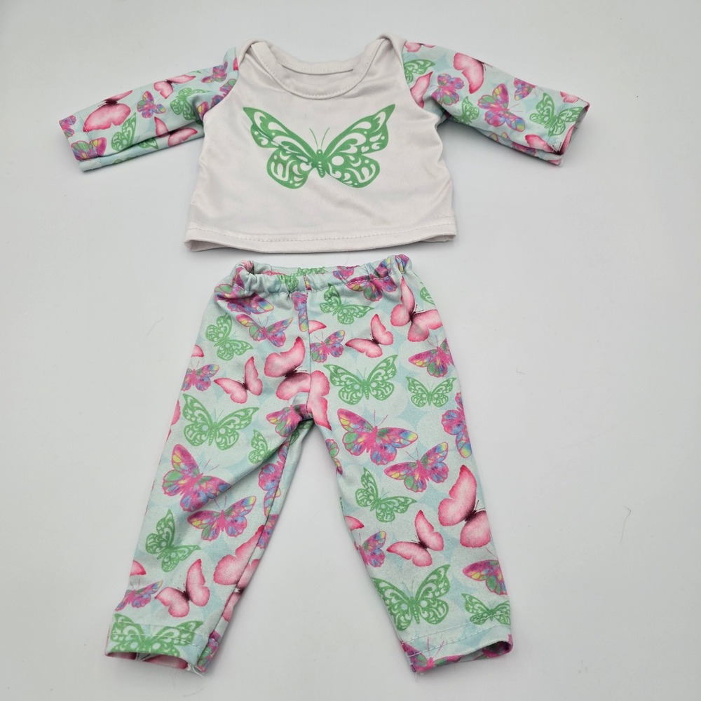 18" Inch Doll Butterfly Pajama Set Fits My Life As Sleepwear White Pink Green